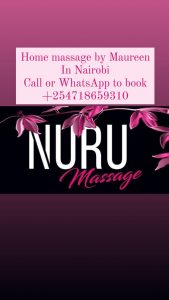 I'm offering BODY To BODY massage also known as NURU massage. It's a very sensual type of massage which requires the massage therapist and the client to be very close.   It's mobile massage services meaning I'll be coming to your apartment or hotel room.  I DON'T HOST JUST TO MAKE IT CLEAR.   Website www.nairobimasseuse.co.ke  Call +254718659310 to book  #nurumassage #nuru #bodytobodymassage #bodytobody #massage #nairobi #nairobikenya #sensualmassage #sensual #eroticmassage #erotic #homemassage #hotelmassage #outcalls #mobilemassage #mobilespa #homemassagebyMaureen